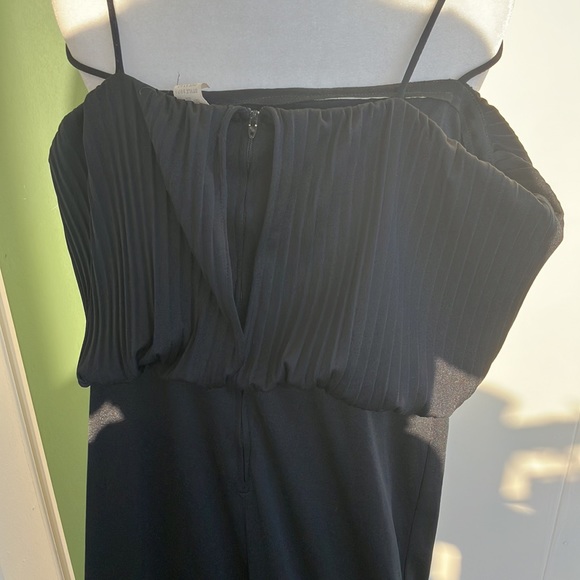 Vintage 70s Pleated Top Black Polyester Jumpsuit - Picture 4 of 6